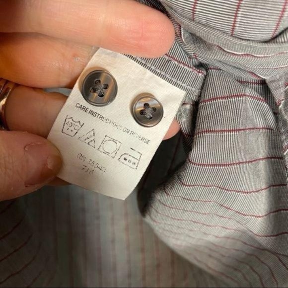 Y2K DKNY Slim Fit Button Down Blouse striped gray - Picture 8 of 12